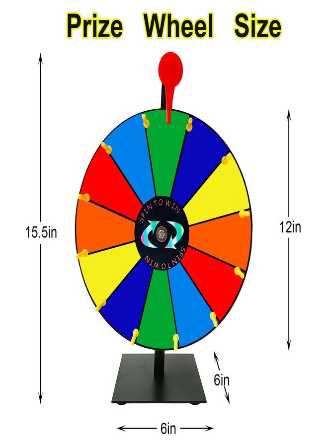 Bejudud 12 Inch Spinning Prize Wheel with 12 Slots, Heavy Duty Base and Stand, Tabletop Roulette Spinner of Fortune, Spin The Wheel with Eraser for Trade Show, Carnival (12 Inches) - Image 3